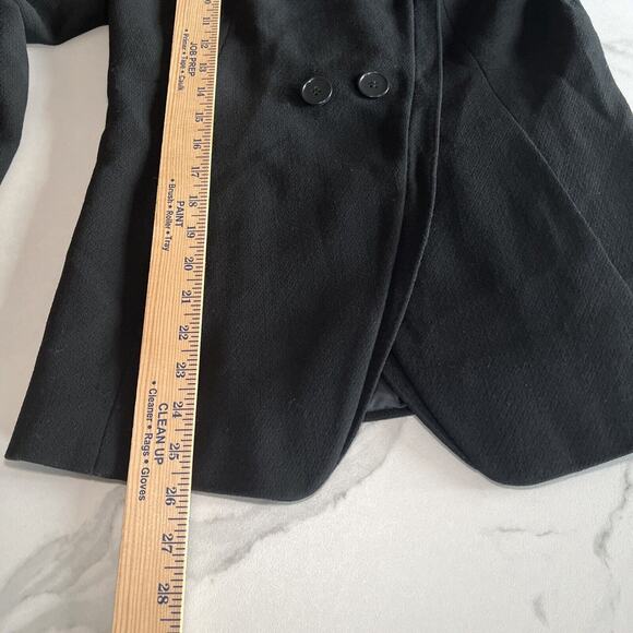 Ann Taylor 100% Wool Black Double Breasted Ruffled Collar Jacket Blazer Vtg. 8P - Picture 5 of 13